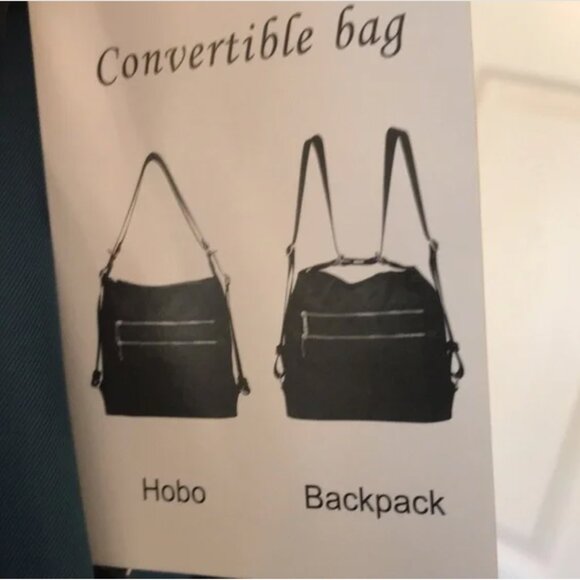 Vintage Blue Convertible Backpack, Large Nylon Shoulder Bag | Sondra Roberts - Picture 2 of 14